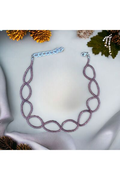 LeylanTakı Kadın Mor Spor El Yapımı Tasma Kolye