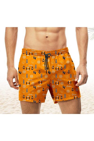 Nordbron Nbs040c - Anchor Orange Men's Swim Shorts