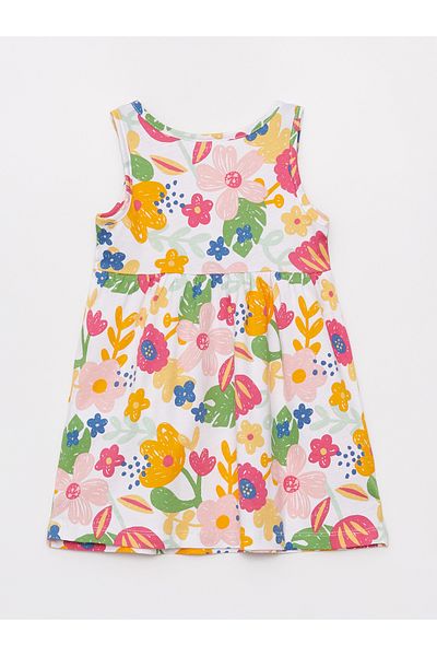 LC Waikiki Patterned Crew Neck Baby Girl Dress