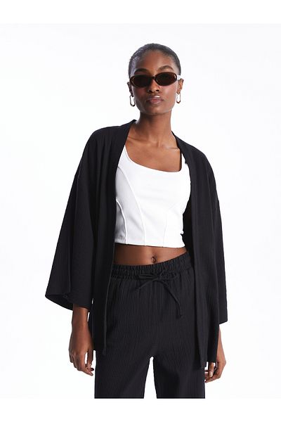 LC Waikiki Dámské kimono s šálovým límcem Plain Mušelín