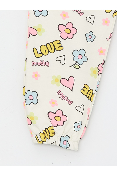 LC Waikiki Elastic Waist Printed Baby Girl Tracksuit Bottom