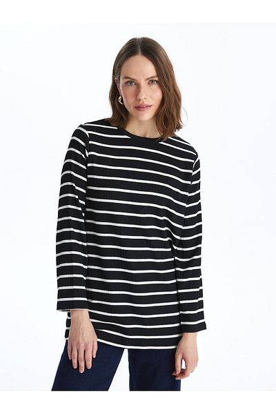 LC Waikiki Crew Neck Striped Long Sleeve Oversize Women's Tunic