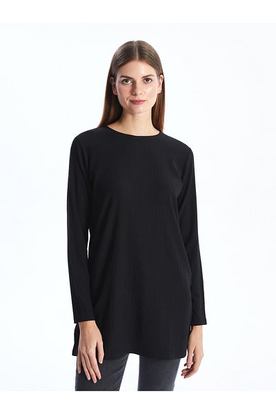 LC Waikiki Women's Tunic - Crew Neck, Solid, Long Sleeve