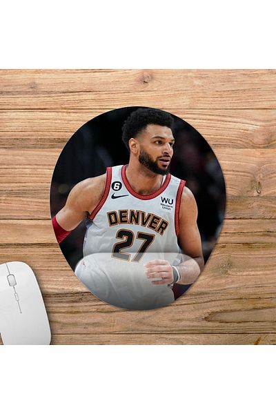 Pixxa Jamal Murray - Denver Nuggets - موديل لوحة الماوس NBA مع دعم المعصم - 2 بيضاوي