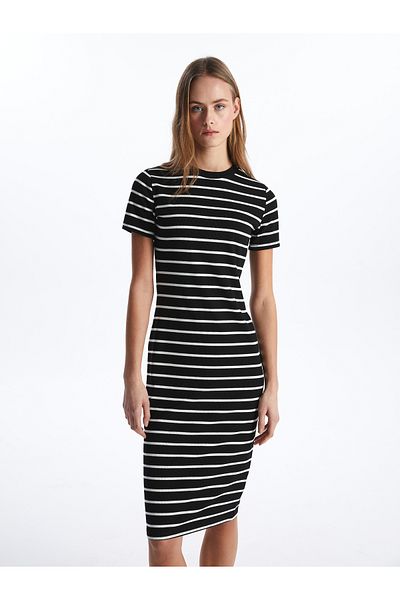 LC Waikiki Striped Crew Neck Women's Dress - Short Sleeve