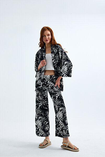 MOONBULL Kadın Desenli Kimono Takım