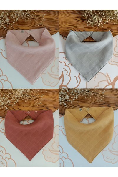 AngelsHug %100 Organik Müslin Çift Katlı Bebek Fular & Yakalık Mama Önlüğü & Salya Önlüğü Bez 12 ADET 40 CM