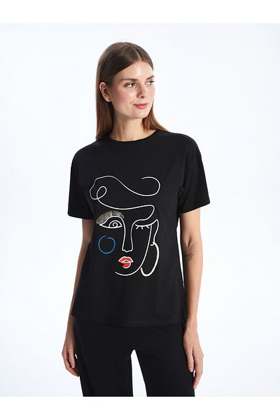 LC Waikiki Women's - Crew Neck Printed Short Sleeve T-Shirt