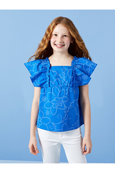 LC Waikiki Dziewczęca bluzka w kwiaty z kwadratowym kołnierzykiem