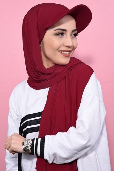 ŞİNKESK قبعة حمراء بونيه شال حجاب