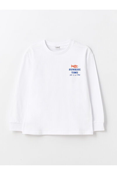 LC Waikiki Băiat - Tricou cu mânecă lungă cu decolteu și imprimeu