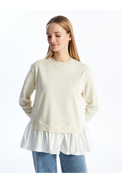 LC Waikiki Oversize Γυναικείο Φούτερ τουνίκ - Crew Neck Flat Cut
