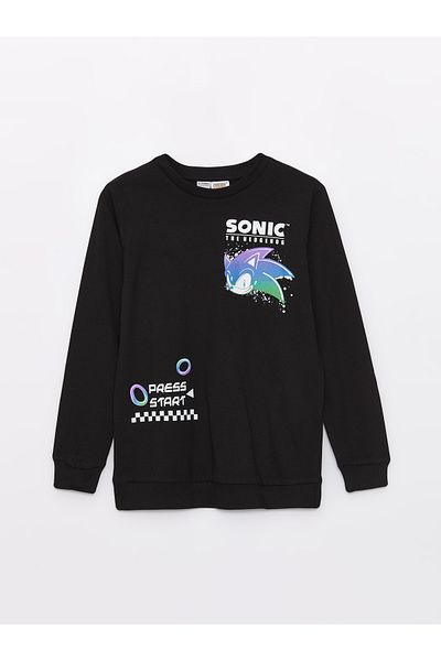 LC Waikiki Crew Neck Sonic Printed Long Sleeve Boys' T-Shirt