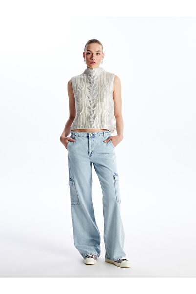 LC Waikiki بنطلون جينز نسائي واسع الساق