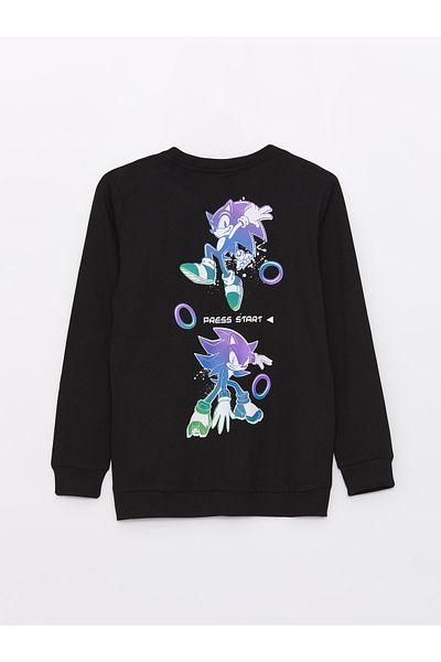 LC Waikiki Crew Neck Sonic Printed Long Sleeve Boys' T-Shirt