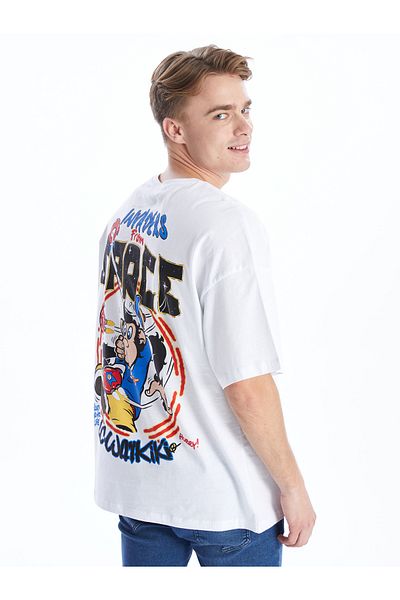 LC Waikiki Monkey Printed Nostalgic Crew Neck Men's Combed Cotton T-Shirt