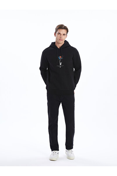 LC Waikiki Pánská mikina s kapucí - dlouhý rukáv a potisk