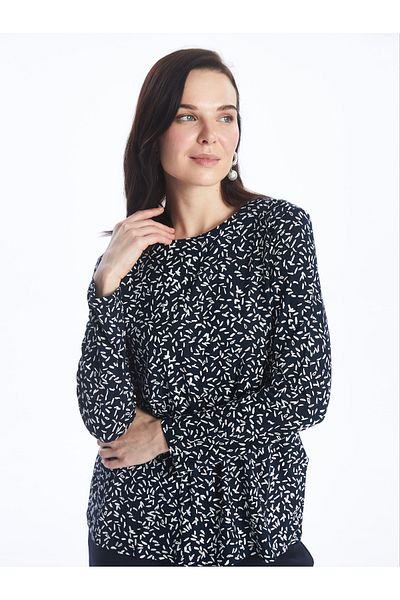LC Waikiki Patterned Long Sleeve Crew Neck Women's T-Shirt