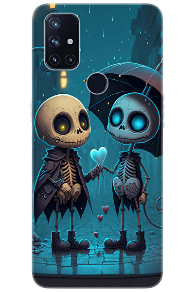 Oneplus Nord N10 5G (BE2029) Uyumlu Kılıf Desen Baskılı Silikon Aşık İskeletl...