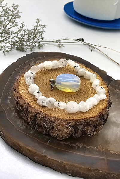 NBS Beautiful Naturel Stones Ay Taşı ( kolye hediyeli ) ( dişil ve eril enerj...