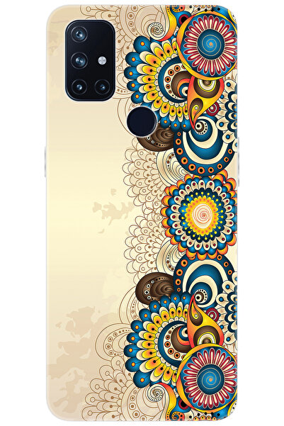 Oneplus Nord N10 5G (BE2029) Uyumlu Kılıf Desen Baskılı Silikon Dekoratif Çiç...