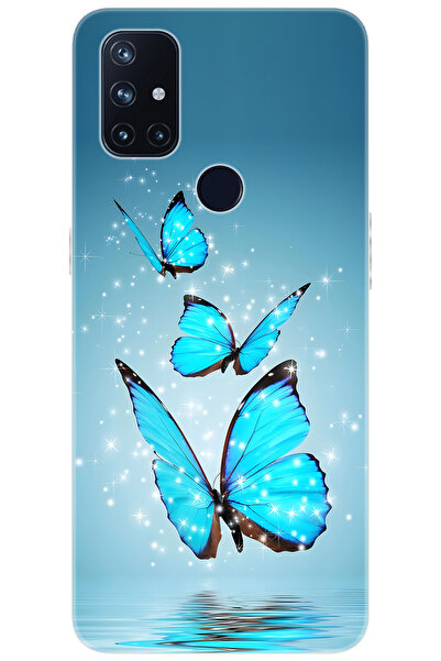 Oneplus Nord N10 5G (BE2029) Uyumlu Kılıf Desen Baskılı Silikon Mavi Kelebek ...