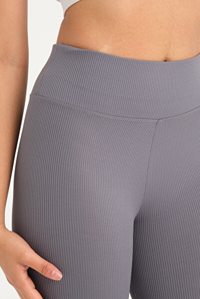 BANEGA Γυναικείο κολάν κάπρι με ψηλόμεσο κορδόνι ανθρακί κάτω από το γόνατο