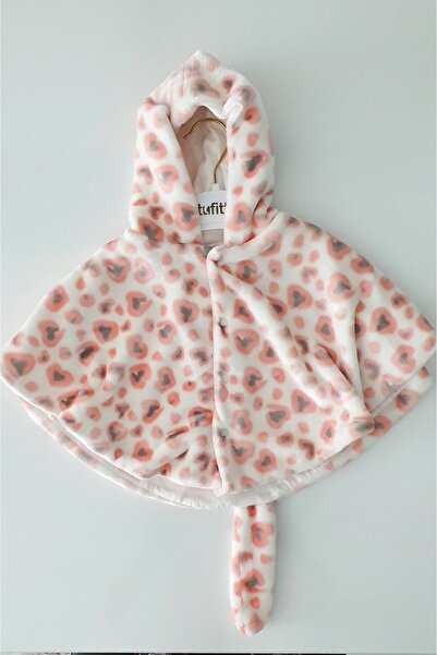 Tufitto Pink Leopard Patterned Baby Poncho with Tail