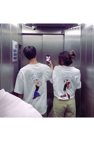 Touz Moda Popeye Printed Oversize Μαύρο T-shirt