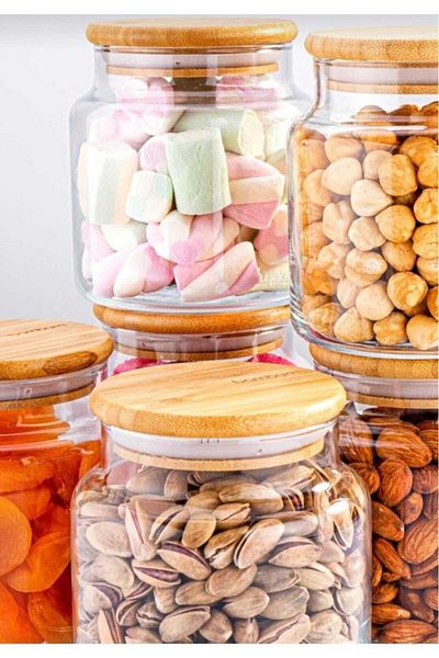 Bambum Zone 6-Piece Glass Storage Container Vacuum 250mlBamboo Lid