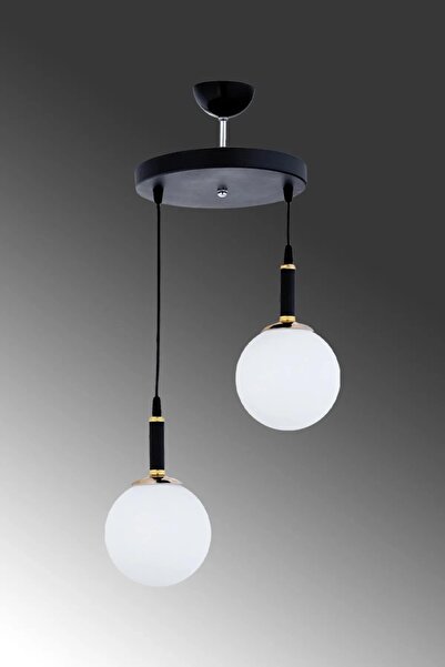 OSC HOME AYDINLATMA TASARIM spor 2 li sarı siyah avize beyaz cam