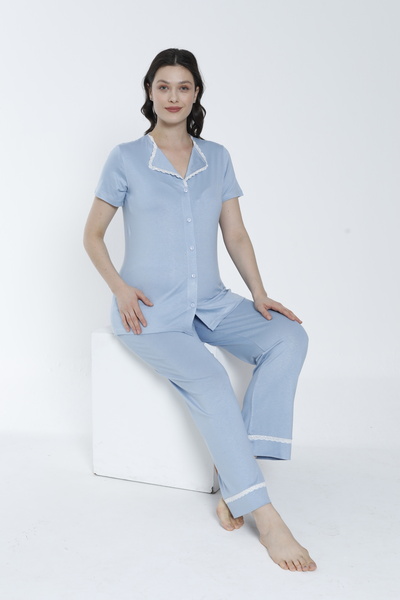 Miss Dünya Lissa Set pijamale pentru gravide și gravide cu detaliu din dantel...