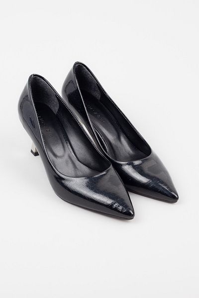 Adım Adım Women's Black Patent Leather Stylish Classic Heeled Shoes