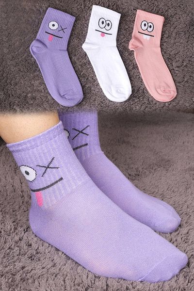 Esinti Women's Men's Socks Children's Socks Long Sports Socks Patterned Socket Socks Colorful Socks 3 Pieces