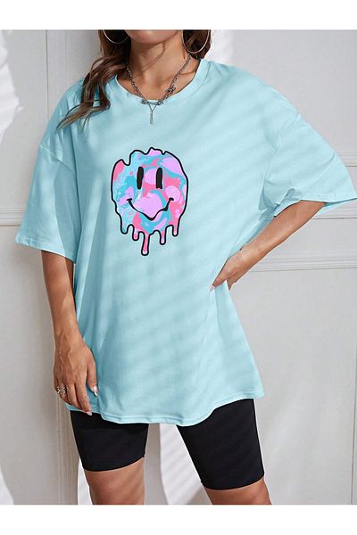 PENTHİLUS smiling face printed T-shirt oversize