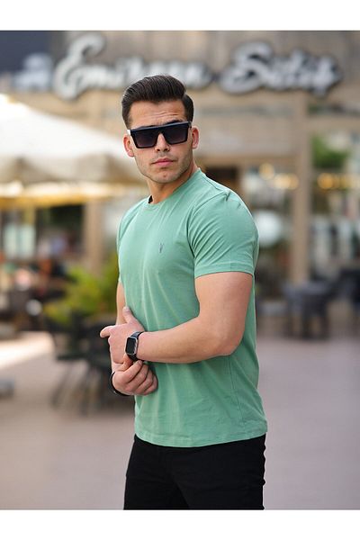 Kozik Ανδρικό T-Shirt Çağla T-Shirt Standard Crew Neck Απλό 100% βαμβάκι Ανδρικό T-Shirt