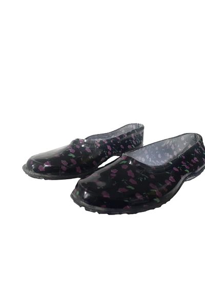 Emek Pantofi de lucru pentru femei cu talpă anti-alunecare cu flori negru-violet - emek320-22