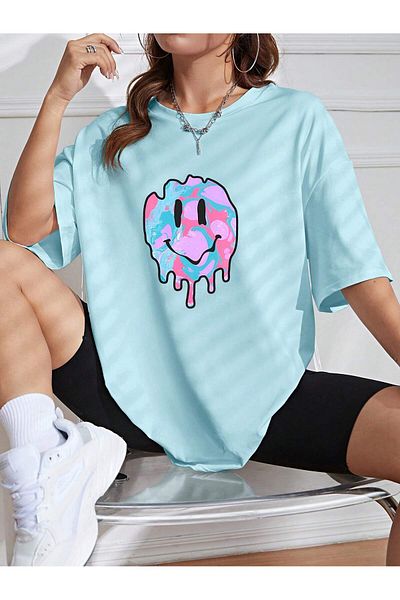 PENTHİLUS smiling face printed T-shirt oversize