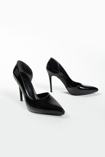 Per Favore Stiletto asimetric din piele neagră pentru femei