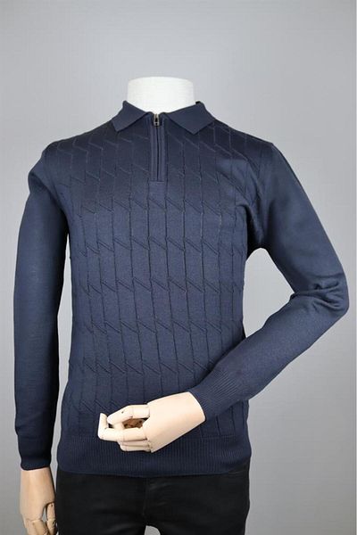 Nehir 234101807 Nehir Zipped Polo Knitwear Navy Blue