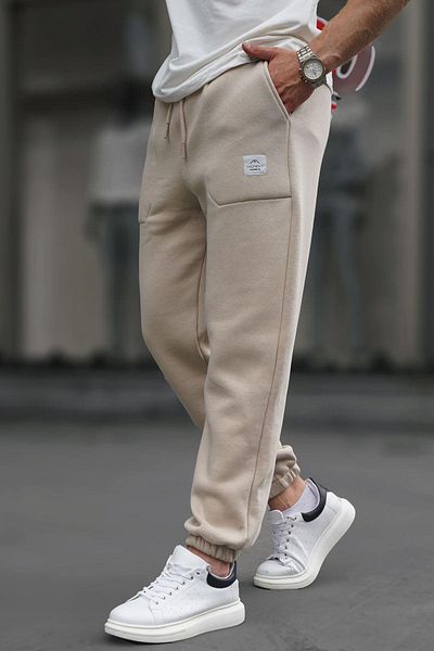 Madmext Beige Herren Basic Jogginghose mit Taschendetail 6522