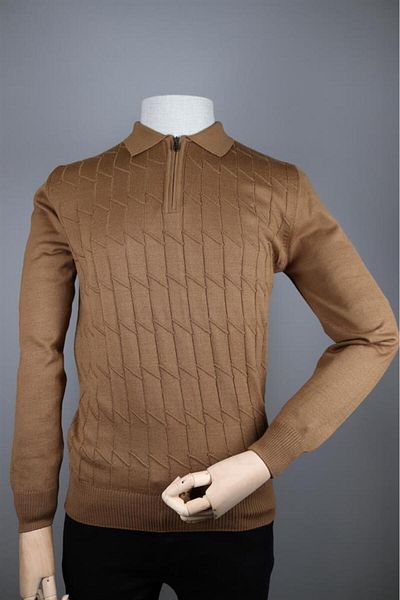 Nehir 234101807 RIVER ZIPPER POLO KNITWEAR CAMEL