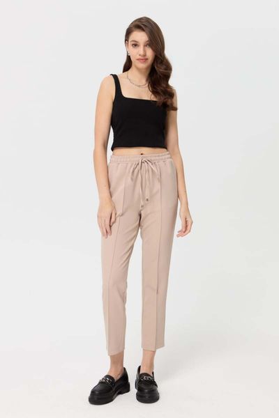 Lace Up Trousers - Beige