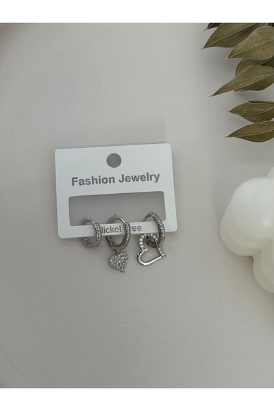 Miliva Set of 3 Zircon Stone Imported Heart Earrings