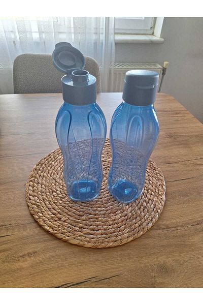 Tupperware زجاجة إيكو 1 لتر - عبوة من قطعتين باللون الأزرق المخضر