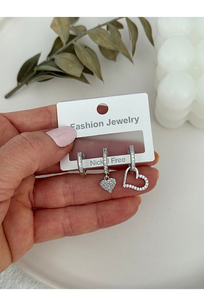 Miliva Set of 3 Zircon Stone Imported Heart Earrings