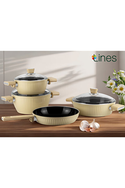 Lines 7 Parça BioSeramik Kristal Tencere Seti İndüksiyon Taban