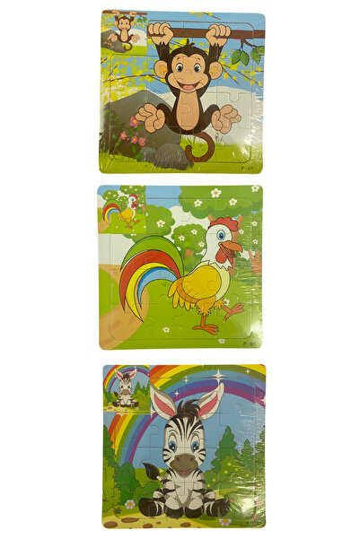 MASEN TOYS Ahşap Puzzle Ve Yapboz 15 Parça 3'lü Set Çocuk Puzzle & Yapboz Eği...