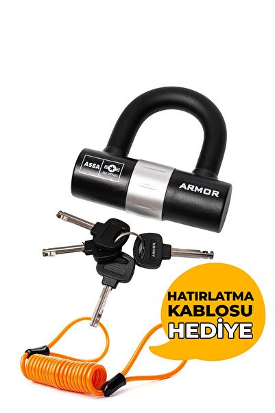 Armor 780mv 10x10 Cm Boy 12 Mm Çapında Motosiklet Disk Kilidi Kelepçeli Çelik U-bar