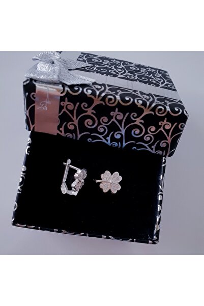 MAGRİB dört yapraklı yonca gümüş çocuk küpesi